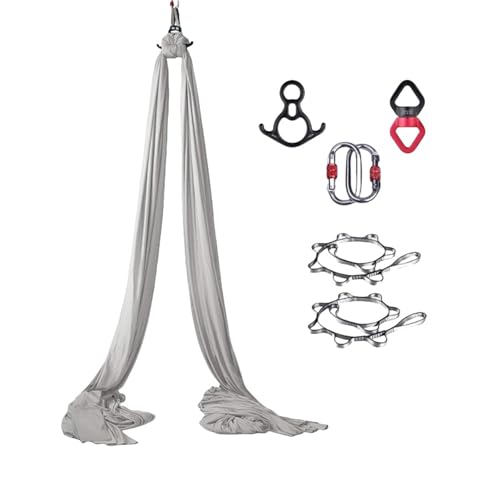 INLANDSIS Hotel Bee Yoga Aerial Silk(8x2.8m), Yoga Hammock for Hanging, Trapeze Swing, Strong Load-Bearing, Safe Protection, Yoga Swing Set, Acrobatics Hammock (Light Gray)