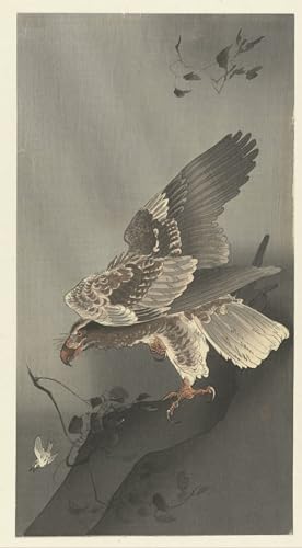 Art mural Oiseau et chenille Ohara Koson poster vintage grand format déco salon 60x90