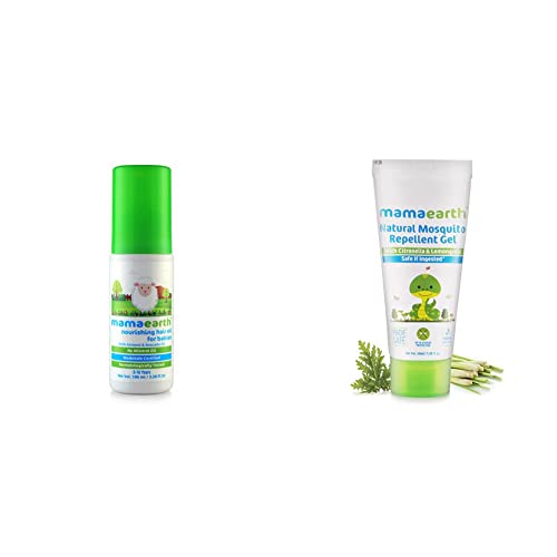Image of Mamaearth Nourishing Baby Hair Oil With Almond & Avocado, 100Ml And Mamaearth Natural Mosquito Repellent Gel 50Ml. Deet Free. Protects From Dengue, Malaria & Chikunguny