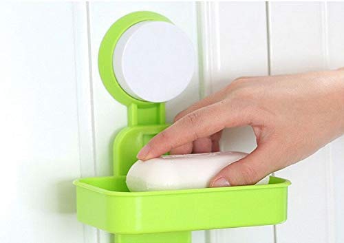 Hetarmi Enterprise Double Layer Plastic Attachable Vacuum Suction Soap Dishes Wall Holder-Stend (Multi Colour, Standard Size) 1