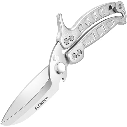 SLEMOON Heavy Duty Kitchen Shears,Poultry Shears with Safety Lock,Silver