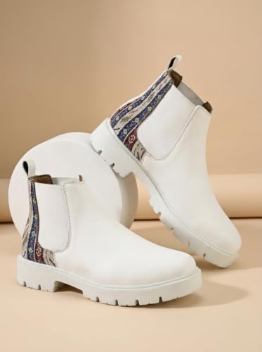 Image of Big Fox Printed Mid Top Chelsea Boots For Woman