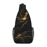 Black Gold Series - Bandoleras con estampado para mujeres y hombres, bolsa de cintura para senderismo al aire libre y bolsa deportiva casual para viajes, trabajo y uso diario