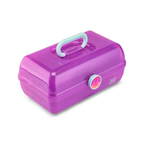 Image of Caboodles On-The-Go Girl Makeup Box, Purple Sparkle, Show Girl Collection, Hard Plastic Makeup Organizer Box, Built-In Mirror, Secure Latch for Safe Travel, Spacious Storage for Large Items