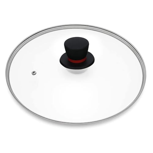 Pan Lid, Pan Lid (12 Inch) with Steam Vent-Replacement Glass Pan Cover for Lodge 12 Inch Cast Iron Skillets and 7 Quart Dutch Ovens-Frying Pan Lid 12'' Universal Lid