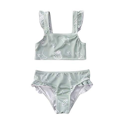 xkwyshop Toddler Infant Baby Girl Swimsuit Bikini Toddler Girls Swimwear Bathing Suit 2 Piece Beachwear 6M-5T (Green, 4-5T)