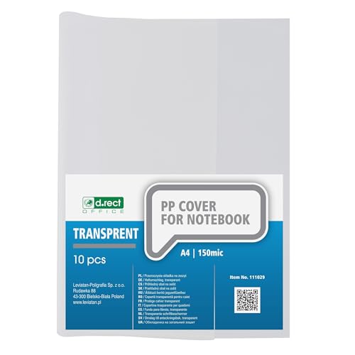 D.RECT Heftumschläge A4 Transparent – 10er Set Hefthüllen aus strapazierfähiger Polypropylen-Folie 150 Mic – Abwischbare Heftschoner & Schutzhüllen für Schule & Büro