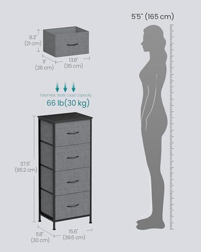 Image of SONGMICS BELLAH Collection - Dresser for Bedroom, Chest of Drawers, Storage Organizer Unit, Closet, Entryway, Steel, 4 Drawers, Modern, Slate Gray ULGS314GN02S