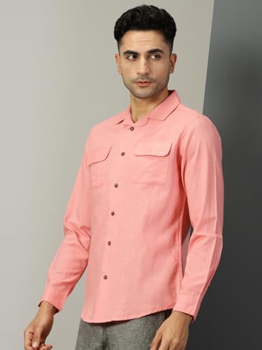 Image of Thomas Scott Men's | Solid | Full Sleeve | Regular Fit | 100% Cotton | Double Flap Pocket | Spread Collar | Casual Shirt