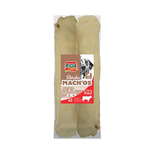 Riga - Riga - Mach'os - Barre Soufflée Blanche - Friandise pour Chien - Peau De Buffle - Riche en Protéines - Hygiène Buccale - Mastication Et Récompense - pour Grand Chien - x 2