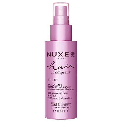 Nuxe Hair Prodigieux Detangling Leave-in Hair Milk with Fermented Pink Camellia Oil, Heat Protection & Shine, 3.3 Fl Oz