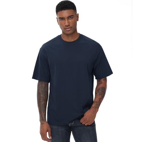 Image of KEEPSHOWING Mens Oversized T-Shirts, Cotton Loose Fit Crewneck Short Sleeve Casual Tees Workout Gym Basic Tops