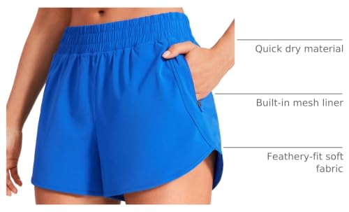 Image of CRZ YOGA Dolphin Athletic Shorts 3 inch | High Waisted, Mesh Liner, Quick Dry, Lightweight, A Zip Pocket, for Women