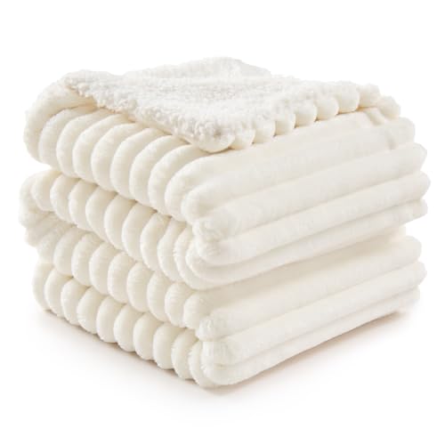 Image of BEDELITE Soft Sherpa Queen Blanket for Couch, Fluffy Gift, Cream, 90x90