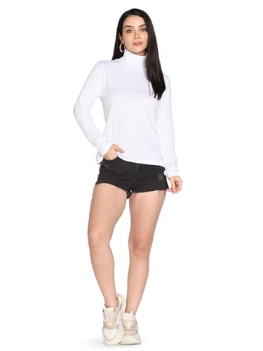 Image of TWIN BIRDS Women Cotton Turtle Neck Ribbed Tee | Full Sleeve Winter Top