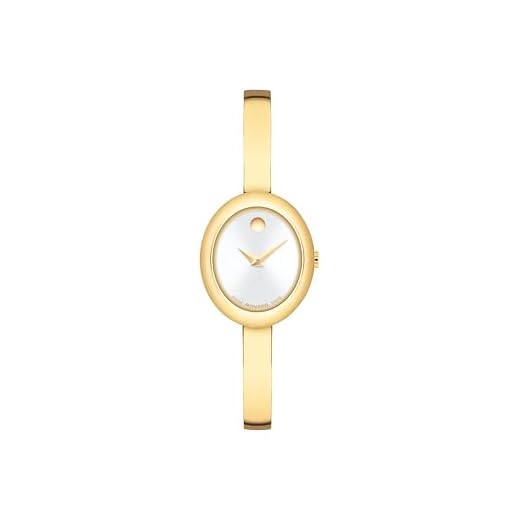 Movado Museum Bangle Oval Women's Watch, Swiss Quartz Movement, Stainless Steel, Luxury Timepiece - Gift for Her - 21.5mm