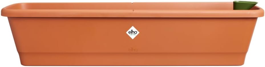 elho noa Balcony Trough XL - Balcony Planter with Water Reservoir - 100% Recycled Plastic - 78 x 20 x 17.8 cm - Brown/Terra