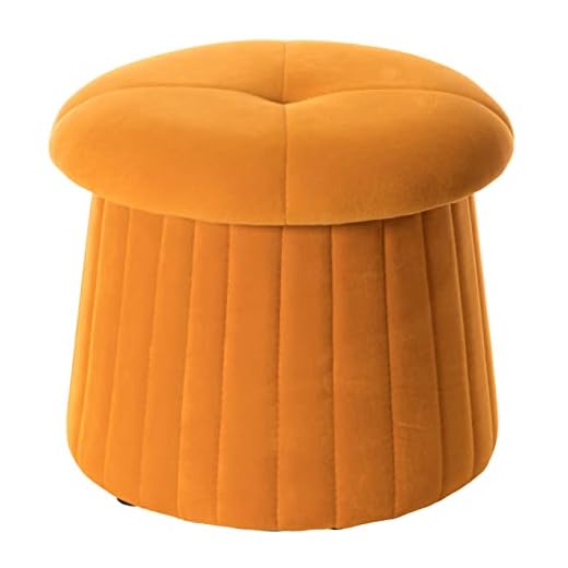 Fabulaxe Modern Tufted Velvet Mushroom Shape Storage Ottoman Storage Stool Trunk, Mustard Yellow
