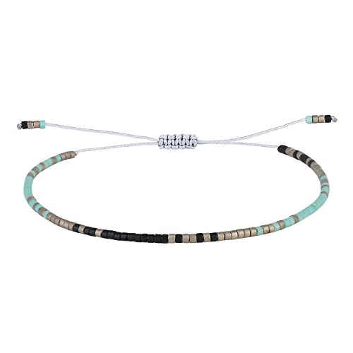 KELITCH Damen Kristall Freundschaftsarmbänder Handgemachte Neue Miyuki Perlen Charm Armbänder Armreifen (Tiffany Blau K)