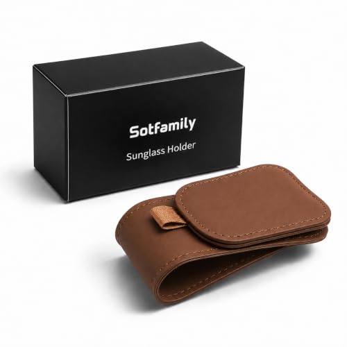 Image of Sotfamily Sunglass Holder for Car Visor, Suede Cloth Magnetic Sunglass Organizer for Car Accessories, 2 Packs, Black (Brown)