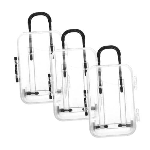 FRCOLOR 3個透明プラスチック製ミニスーツケース 小型旅行用ジュエリー収納ボックス リング イヤリング まげエクステなどの小物整理に 静電気防止 コンパクトポータブル設計