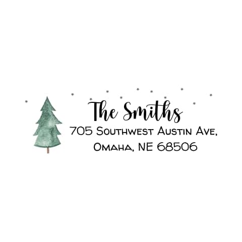 NCTY Personalized Christmas Tree Return Address Labels - Custom Holiday Return Address Labels, Set of 120 Self Adhesive Mailing Rectangle Personalized Name Stickers (Clear) Cover