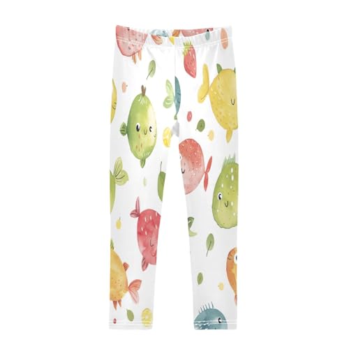 Bolaz Toddler Girls Leggings Printed Yoga Pants Leggings Green Red Fish for Kids