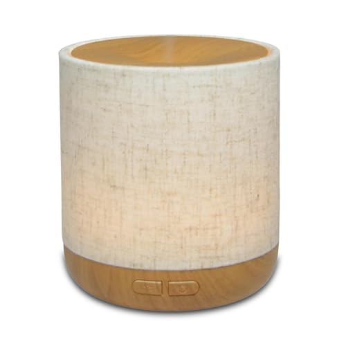 Zen’Arôme Diffuseur Ultrasonique Alesia – Diffusion Huile Essentielle à Froid Aromathérapie – Design Original, Coque en Toile de Lin et Revêtement Couleur Bois...