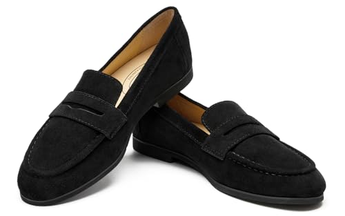 Image of Journey West Suede Tassel Loafer for Women Slip-on Belgian Penny Loafers Shoes for Women in Many Colors