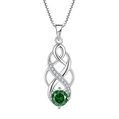Infinity Celtic Knot Necklace 925 Sterling Silver Irish Pendant Birthstone Jewelry for Women