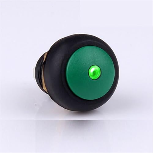 Interrupteur bouton-poussoir 12mm 6V LED verte autobloquant IP67
