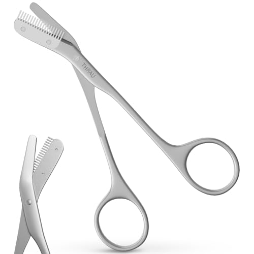 THRAU Augenbrauenschere mit Kamm, Edelstahl Präzisionsschere THRAU ciseaux sourcils avec peigne, acier inoxydable