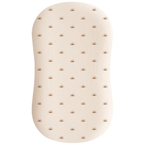 Image of Konssy Muslin Baby Lounger Cover 1 Pack, 100% Cotton Newborn Lounger Sheets, Soft and Breathable Baby Nest Slipcover, Cover Only (Sun)