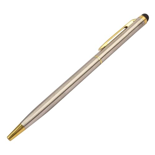 Image of Metal Silver Slim Body & Golden Clip with Mobile Touch Stylish Ball Pen