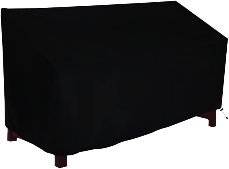 KHOOBREZ Indoor Outdoor Bench, 2-Seater Patio Chair Dust Waterproof Garden Furniture Sofa (Black), Polyester