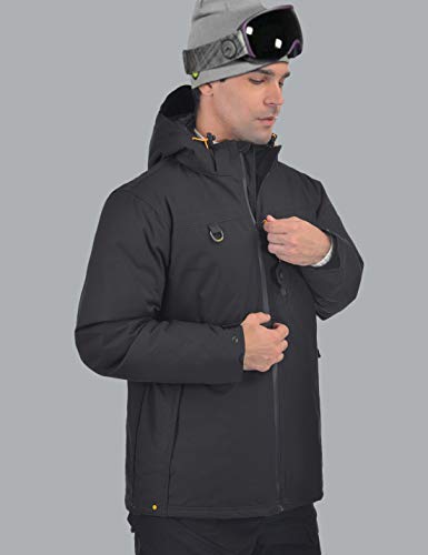 Hard Land Men's Ski Jacket Down Insulated Waterproof Winter Jacket Windproof Snowboard Snow Coat Black Size Xxx-Large #TOP1