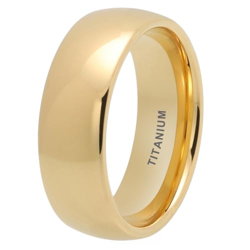 TUTISS Anillos de titanio plateado/dorado de 6 mm y 8 mm para hombres y mujeres, joyería de moda, alianzas de compromiso, alianzas de boda, pulidas, brillantes, ajuste cómodo, Metal, Sin piedras
