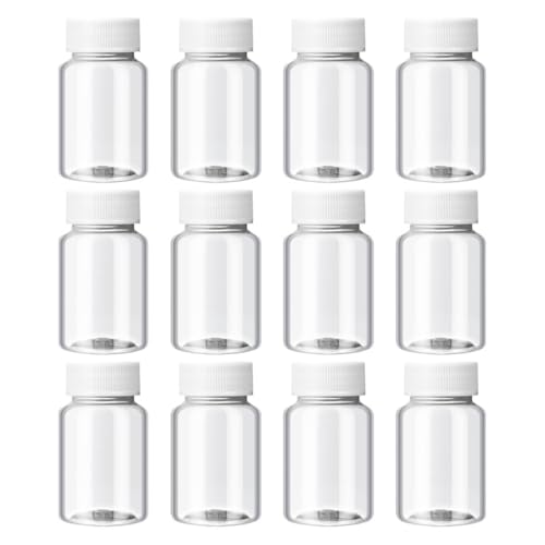 GALPADA Flacons Plastique 50 ML Lot de 12 Bouteilles Rechargeables Bouchons pour Stockage Liquide et Usage Voyage