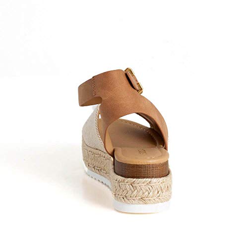 Image of Soda Topic Open Toe Buckle Ankle Strap Espadrilles Flatform Wedge Casual Sandal