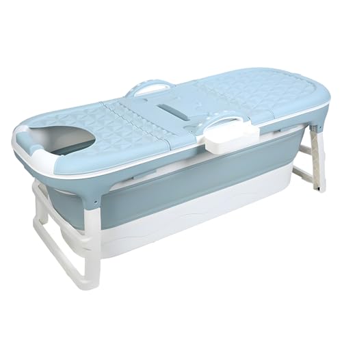 Collapsible Bathtub 58/56/50/46 Inch, Large Portable Bathtub, Freestanding Foldable Tub for Adults Kids, Folding Tub for Shower, Hot Bath, Ice Bath A-blue-150cm