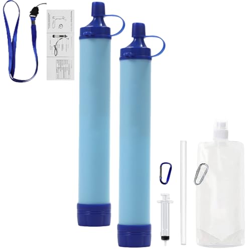 Primitive Labs Water Filter Survival Filtration Portable Gear Emergency Preparedness Supply for Drinking Hiking Camping Team Family Outing (2PCS)