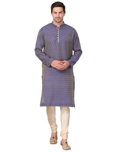 Image of Men's Cotton Jacquard Kurta and Churidar Set