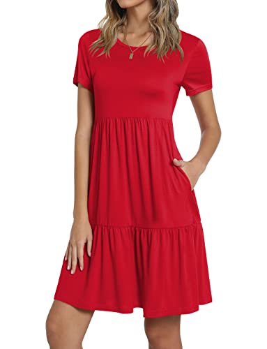 Image of TAOHUADAO 2026 Summer Dresses for Women Short Sleeve Ruffle Casual Sundress with Pockets