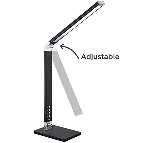 360 Lighting Jett Modern Desk Table Lamp 16 1/2" High With Usb Charging Port And Nightlight Led Black Aluminum Touch On Off Dimmer For Bedroom House Bedside Nightstand Home Office Reading #TOP6