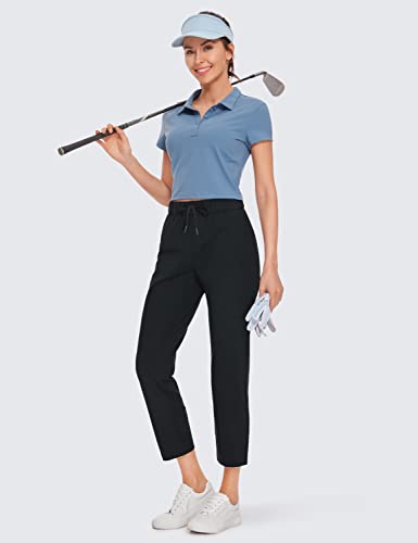 Crz Yoga Womens High Waisted 4-Way Stretch Golf Capris 25 Inch Short - Work Pants Athletic Lounge Workout Ankle Pants Black Medium thumb #3