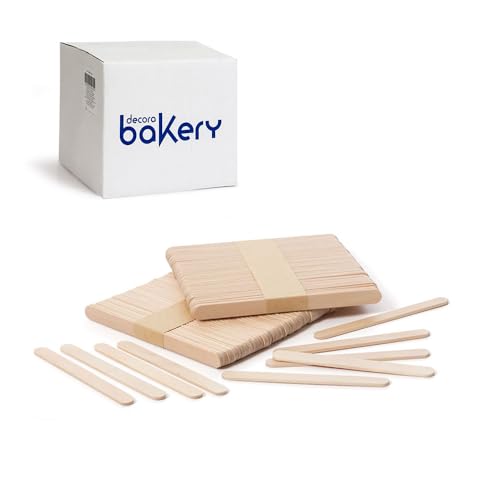 Decora 5280124 Paquete de 2400 varillas de madera de haya para helados y galletas en palo. Dim. 10 x H 93 mm. Grosor 2 mm. Aptos para el contacto con alimentos y aptos para el congelador