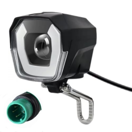 NULKOMMA Ebike Headlight with Horn 24V-60V Super Bright LED Light for Lithium Battery Electric Bike Scooter Cycling Headlight (5-pin Male)