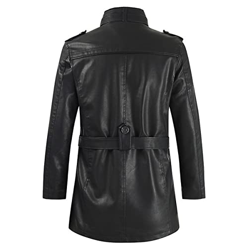 Men's Black Genuine Sheepskin Stand Collar Motorcycle Biker Warm Casual Leather Coat Jacket2