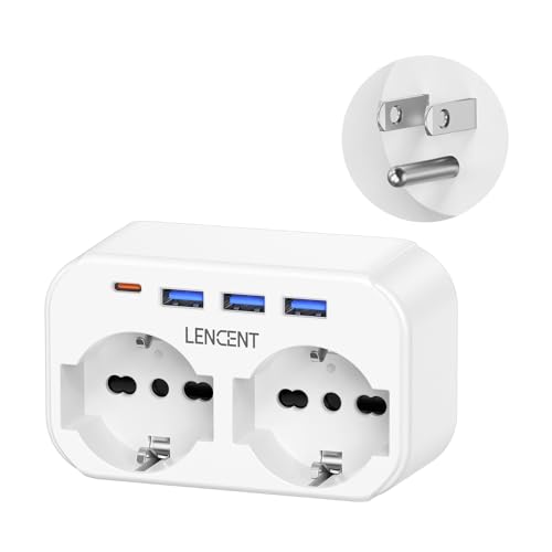 LENCENT Adattatore Presa Americana, Spina USA da Viaggio, 2 Prese IT e 3 USB e 1 USB-C, Adattatore Spina Tipo B per Viaggiare in Stati Uniti, Messico, Canada, Thailandia, ecc.