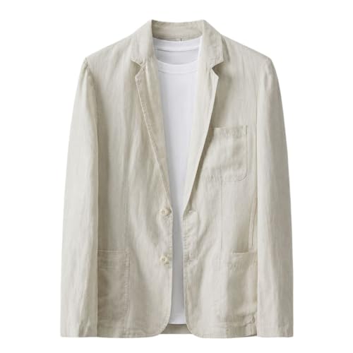 Blazer décontracté en lin homme veste légère manches longues à deux boutons chic